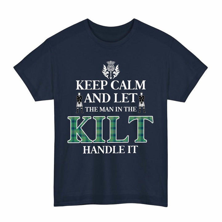 Scottish Kennedy Ancient Clan Tartan T-Shirt - Keep Calm Tartan Plaid Navy Color