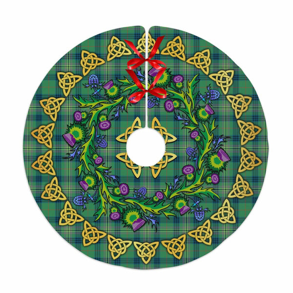 Scottish Kennedy Ancient Clan Tartan Thistle Celtic Knot Christmas Tree Skirt No Tassels Tartan Plaid 1