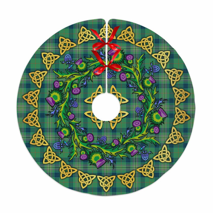 Scottish Kennedy Ancient Clan Tartan Thistle Celtic Knot Christmas Tree Skirt No Tassels Tartan Plaid 1