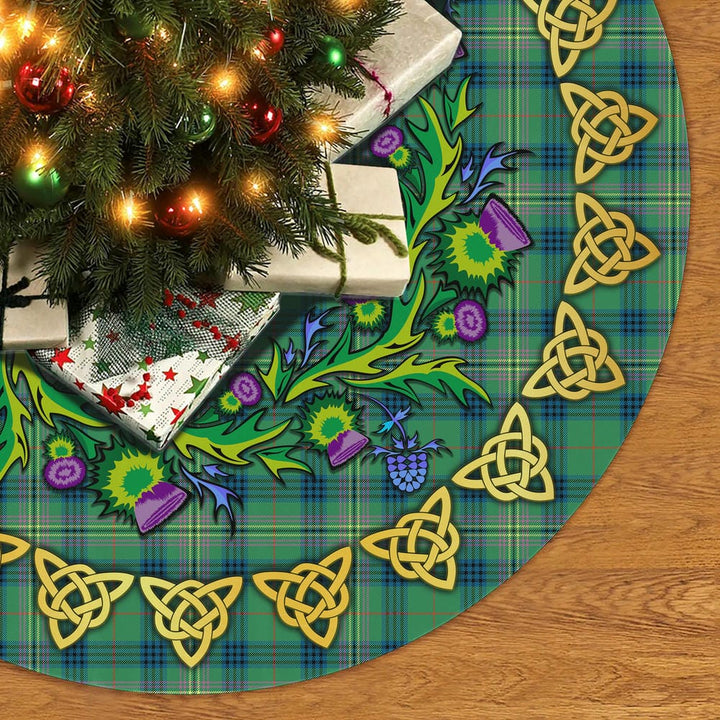 Scottish Kennedy Ancient Clan Tartan Thistle Celtic Knot Christmas Tree Skirt No Tassels Tartan Plaid 2