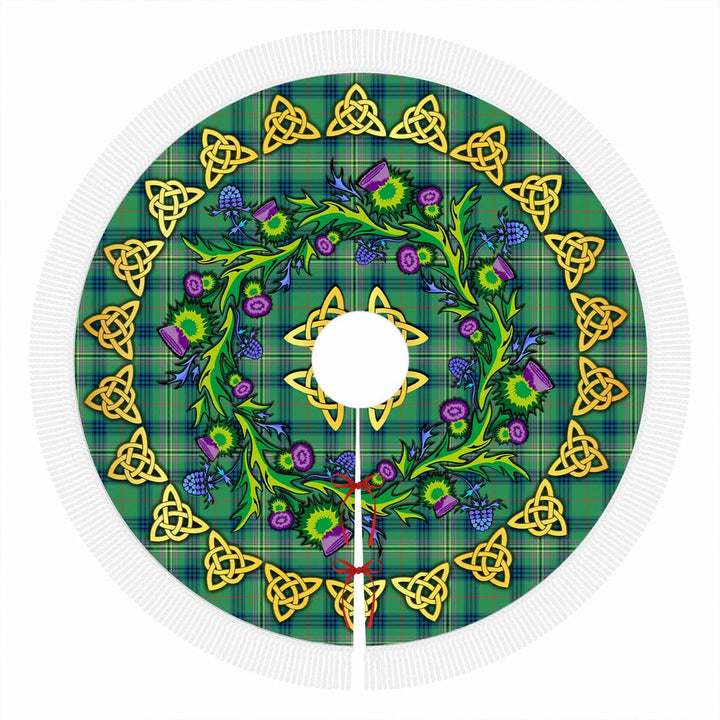 Scottish Kennedy Ancient Clan Tartan Thistle Celtic Knot Christmas Tree Skirt Tassels Tartan Plaid 1