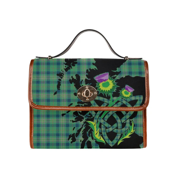 Scottish Kennedy Ancient Clan Tartan Waterproof Canvas Bag With Thistle Tartan Plaid 2