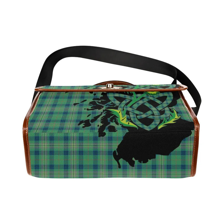 Scottish Kennedy Ancient Clan Tartan Waterproof Canvas Bag With Thistle Tartan Plaid 5