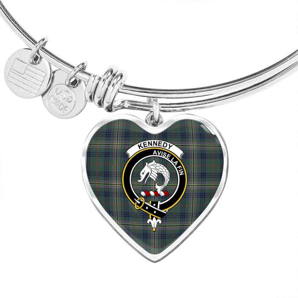 Scottish Kennedy Clan Crest Tartan Bangle Heart Tartan Plaid 1