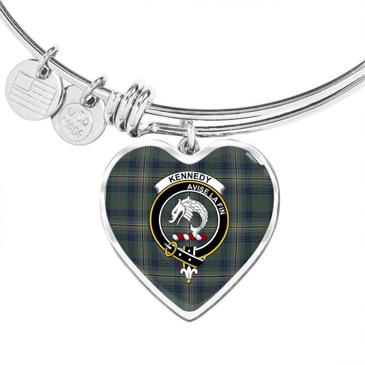 Scottish Kennedy Clan Crest Tartan Bangle Heart Tartan Plaid 1