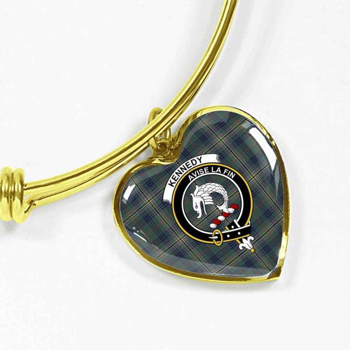 Scottish Kennedy Clan Crest Tartan Bangle Heart Tartan Plaid 2