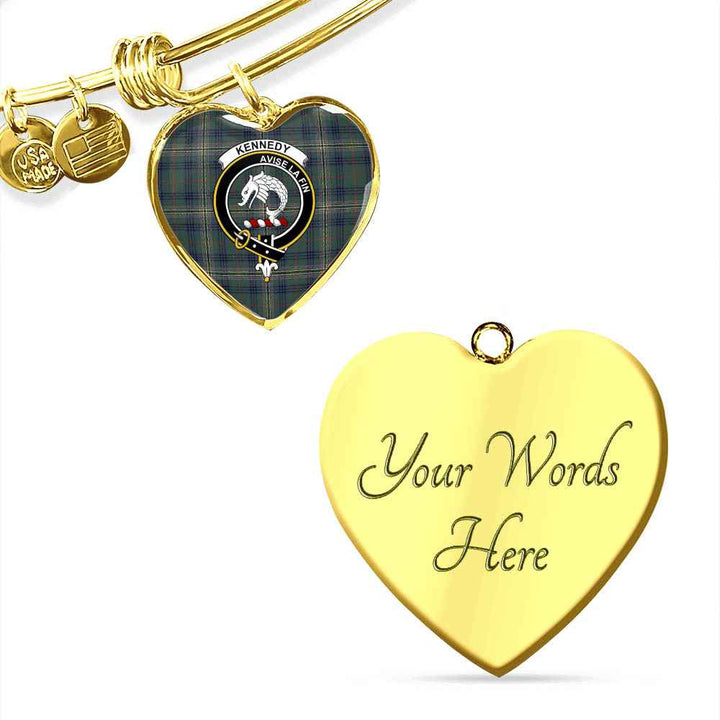 Scottish Kennedy Clan Crest Tartan Bangle Heart Tartan Plaid 4