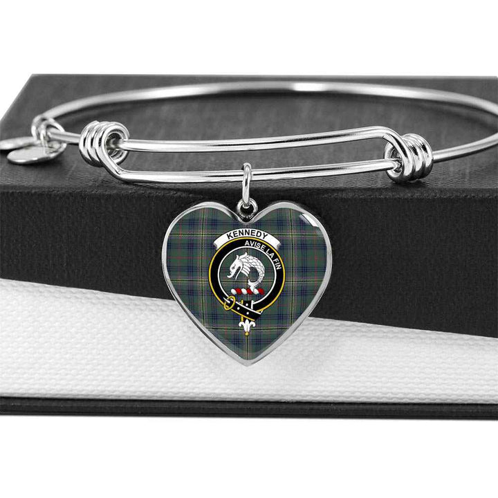 Scottish Kennedy Clan Crest Tartan Bangle Heart Tartan Plaid 5