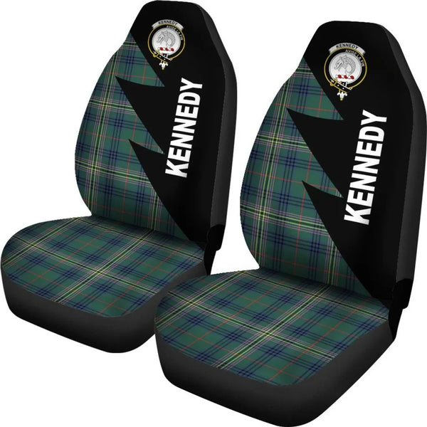 Scottish Kennedy Clan Crest Tartan Car Seat Covers - Flash Style 2