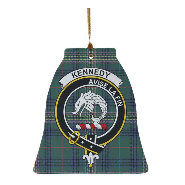 Scottish Kennedy Clan Crest Tartan Ceramic Ornament Bell Shape Tartan Plaid