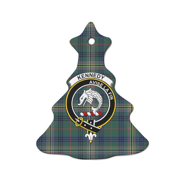Scottish Kennedy Clan Crest Tartan Ceramic Ornament Tree Shape Tartan Plaid