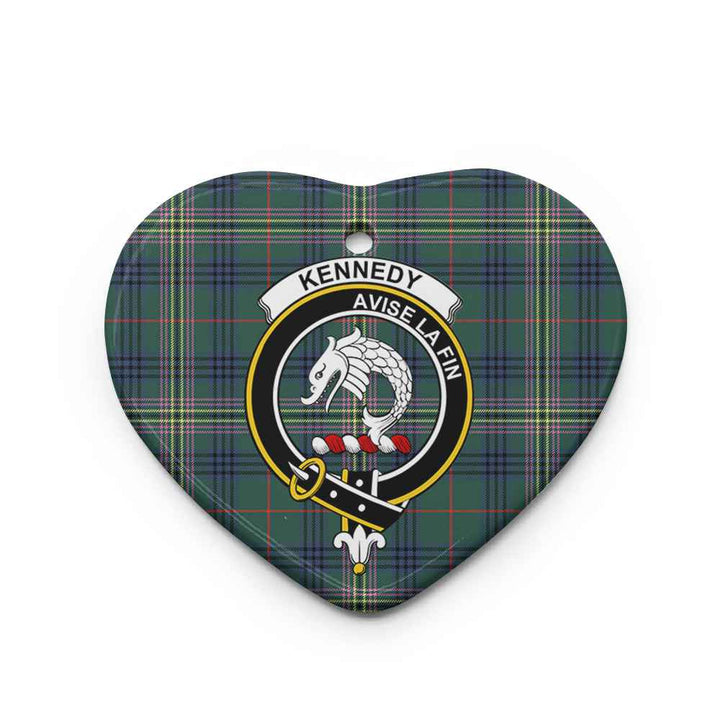 Scottish Kennedy Clan Crest Tartan Ceramic Ornament Heart Shape Tartan Plaid