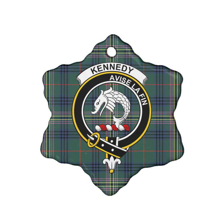 Scottish Kennedy Clan Crest Tartan Ceramic Ornament Snow Flake Shape Tartan Plaid