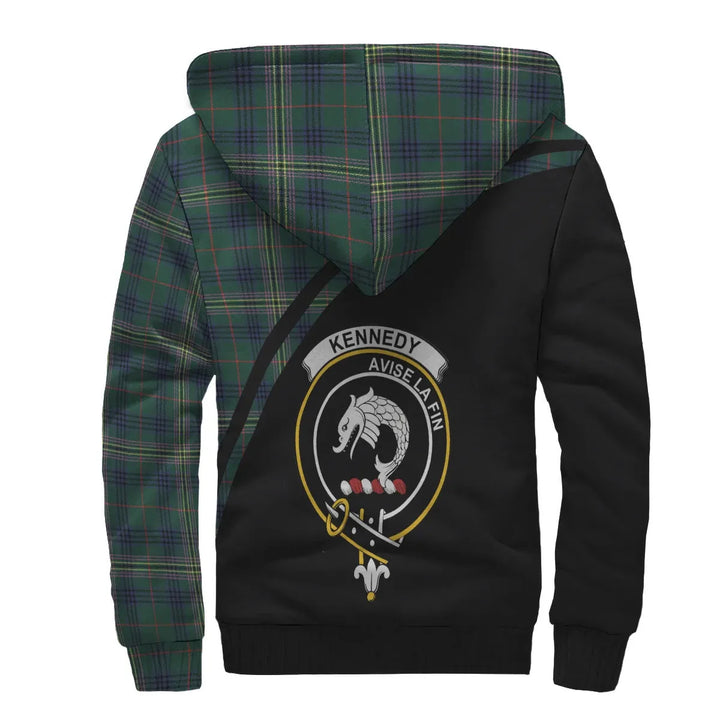 Scottish Kennedy Clan Crest Tartan Curve Sherpa Hoodie