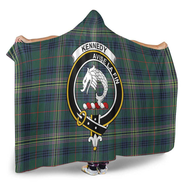 Scottish Kennedy Clan Crest Tartan Hooded Blanket Tartan Plaid 2