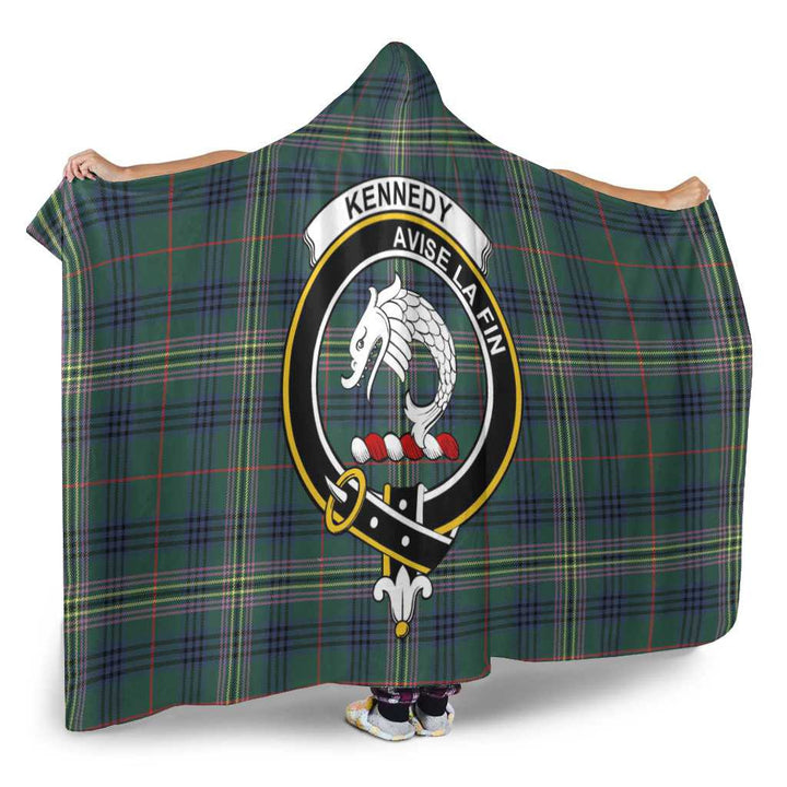 Scottish Kennedy Clan Crest Tartan Hooded Blanket Tartan Plaid 2