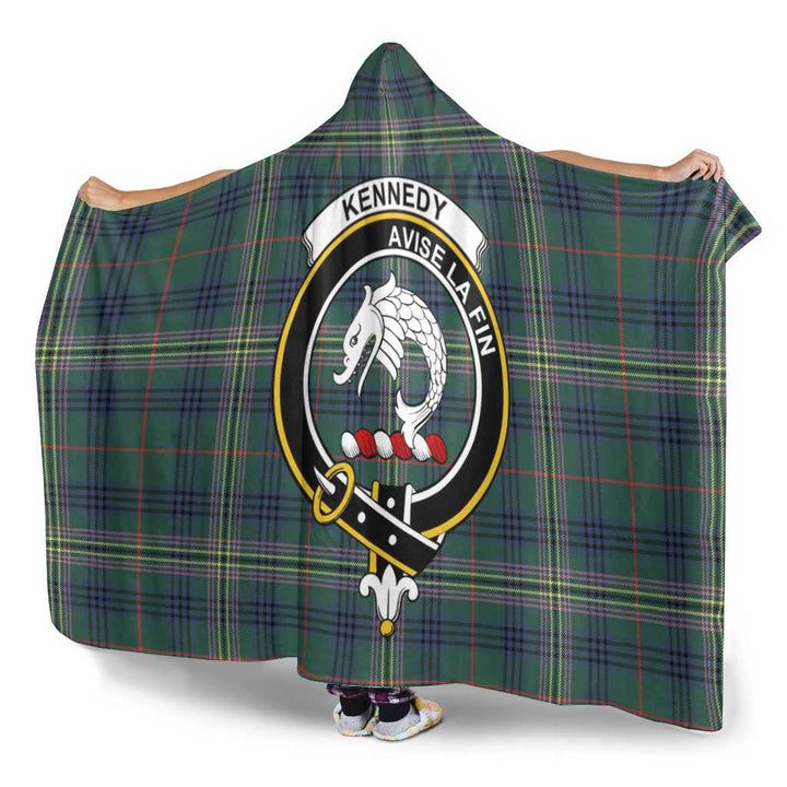 Scottish Kennedy Clan Crest Tartan Hooded Blanket Tartan Plaid 3