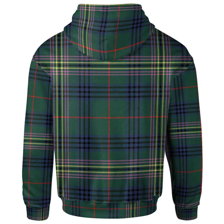 Scottish Kennedy Clan Crest Tartan Hoodie Back Side Tartan Plaid