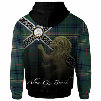 Scottish Kennedy Clan Crest Tartan Hoodie - Scotland Lion Back Side Tartan Plaid
