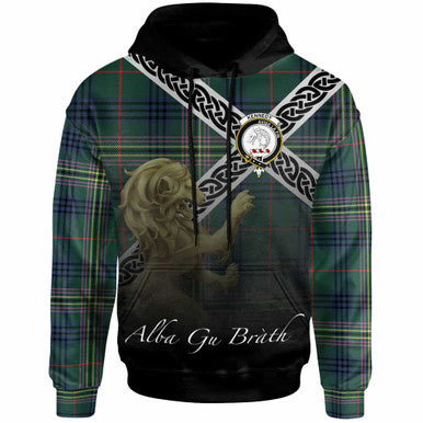 Scottish Kennedy Clan Crest Tartan Hoodie - Scotland Lion Front Side Tartan Plaid