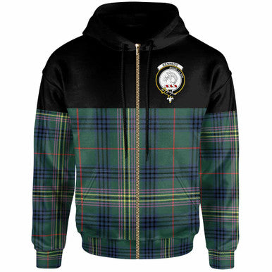 Scottish Kennedy Clan Crest Tartan Hoodie - Horizontal Style Zip-up Tartan Plaid