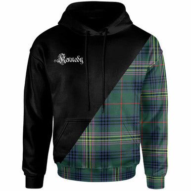 Scottish Kennedy Clan Crest Tartan Hoodie - Military Logo Front Side Tartan Plaid