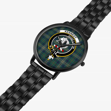 Scottish Kennedy Clan Crest Tartan Instafamous Steel Quartz Watches Tartan Plaid Black 2