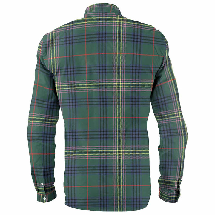 Scottish Kennedy Clan Crest Tartan Long Sleeve Shirt Back Side Tartan Plaid