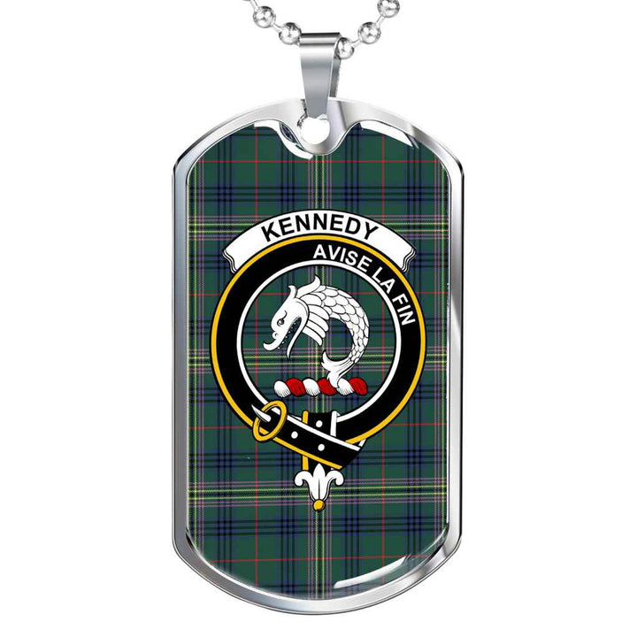 Scottish Kennedy Clan Crest Tartan Military Dog Tag Necklace Tartan Plaid 1