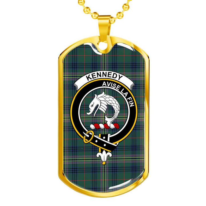 Scottish Kennedy Clan Crest Tartan Military Dog Tag Necklace Tartan Plaid 2