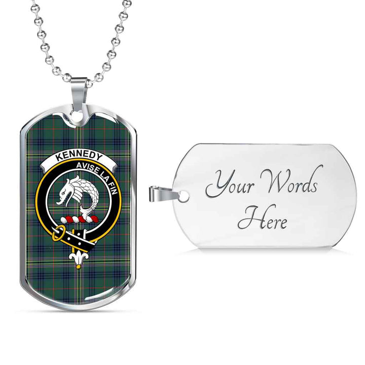 Scottish Kennedy Clan Crest Tartan Military Dog Tag Necklace Tartan Plaid 3