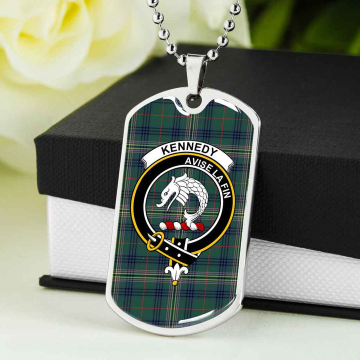 Scottish Kennedy Clan Crest Tartan Military Dog Tag Necklace Tartan Plaid 5