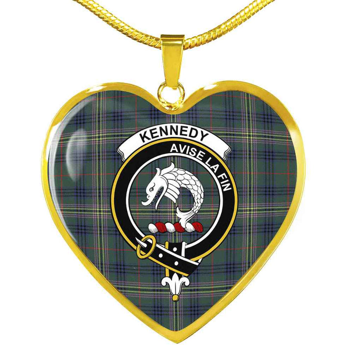 Scottish Kennedy Clan Crest Tartan Necklace Heart Tartan Plaid 2