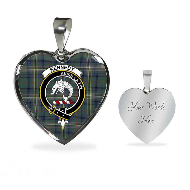 Scottish Kennedy Clan Crest Tartan Necklace Heart Tartan Plaid 3