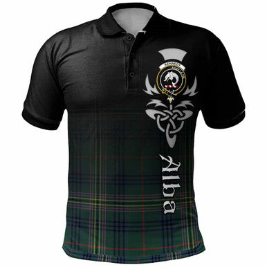 Scottish Kennedy Clan Crest Tartan Polo Shirt - Alba Gu Brath Family Crest Celtic Inspired Front Side Tartan Plaid