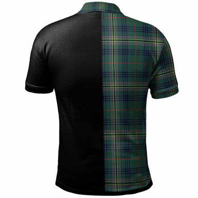 Scottish Kennedy Clan Crest Tartan Polo Shirt - Half in Me Back Side Tartan Plaid