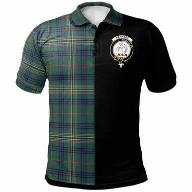 Scottish Kennedy Clan Crest Tartan Polo Shirt - Half in Me Front Side Tartan Plaid