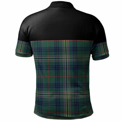 Scottish Kennedy Clan Crest Tartan Polo Shirt - Horizontal Style Back Side Tartan Plaid
