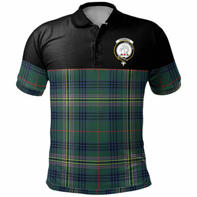 Scottish Kennedy Clan Crest Tartan Polo Shirt - Horizontal Style Front Side Tartan Plaid
