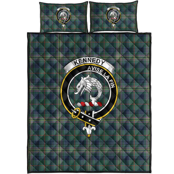 Scottish Kennedy Clan Crest Tartan Quilt Bed Set Tartan Plaid 1