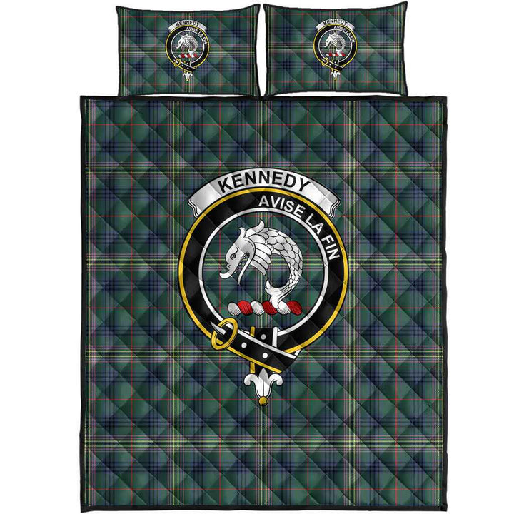 Scottish Kennedy Clan Crest Tartan Quilt Bed Set Tartan Plaid 1