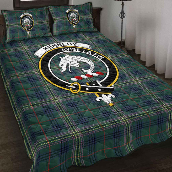 Scottish Kennedy Clan Crest Tartan Quilt Bed Set Tartan Plaid 2