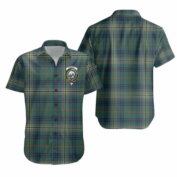 Scottish Kennedy Clan Crest Tartan Short Sleeve Shirt Tartan Plaid