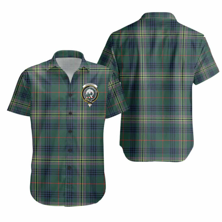Scottish Kennedy Clan Crest Tartan Short Sleeve Shirt Tartan Plaid