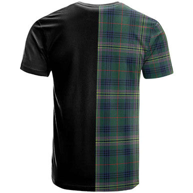 Scottish Kennedy Clan Crest Tartan T-Shirt Half in Me Back Side Tartan Plaid
