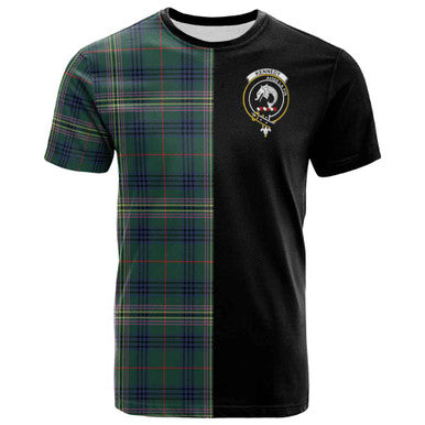 Scottish Kennedy Clan Crest Tartan T-Shirt Half in Me Front Side Tartan Plaid