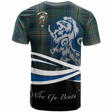Scottish Kennedy Clan Crest Tartan T-Shirt - Scotland Lion Back Side Tartan Plaid