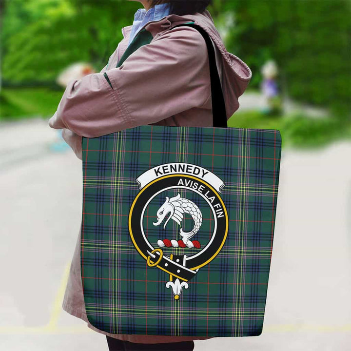 Scottish Kennedy Clan Crest Tartan Canvas Bag With Shoulder Strap Tartan Plaid 2