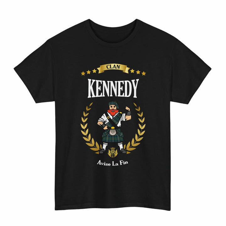 Scottish Kennedy Clan Tartan T-Shirt - Motto Scotsman Tartan Plaid Black Color