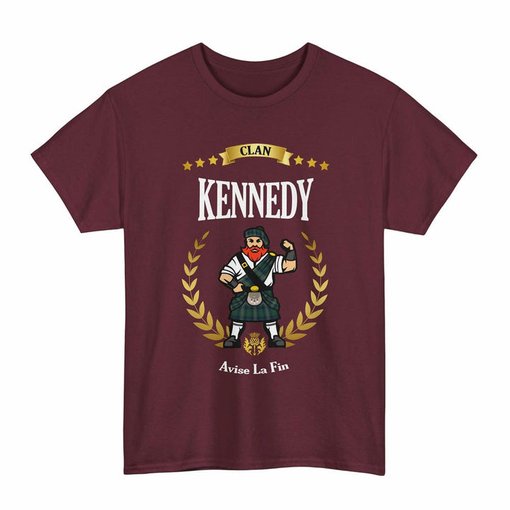 Scottish Kennedy Clan Tartan T-Shirt - Motto Scotsman Tartan Plaid Maroon Color